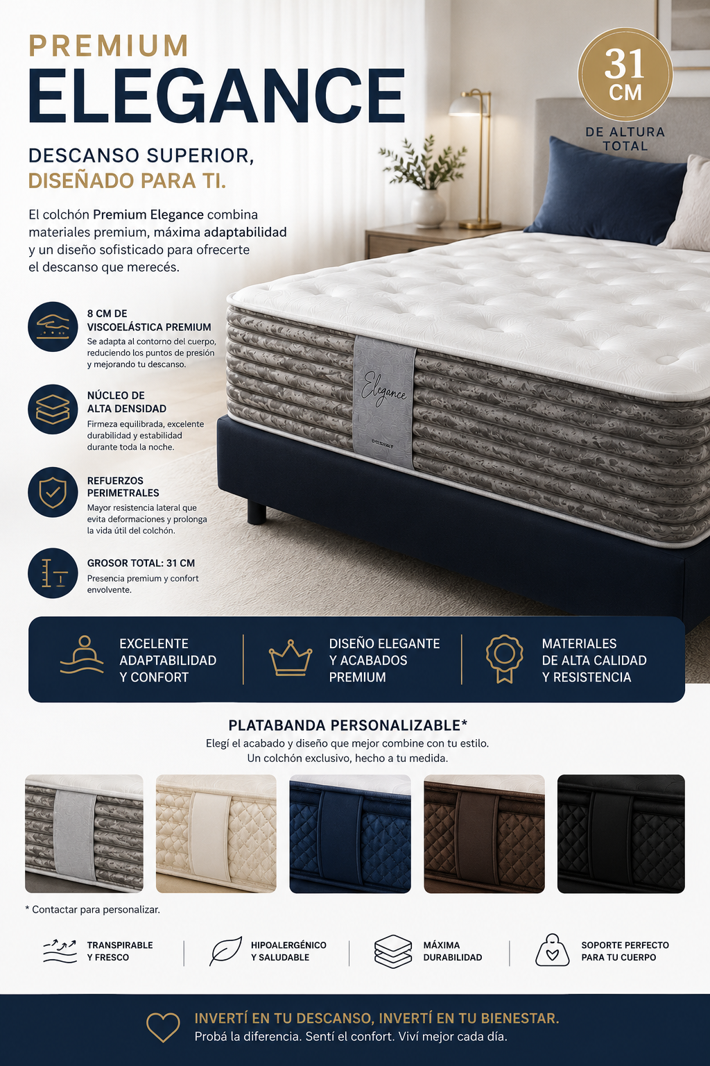 Colchón Premium Elegance- Personalizable